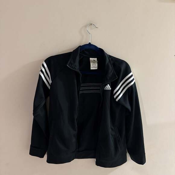 Adidas Black & White Stripe Track Jacket - Youth L (14/16) - Picture 1 of 5